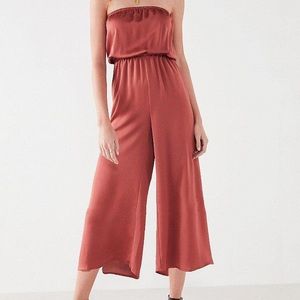 Urban Outfitters Satin Tube Top Culotte Rust Jumpsuit - Size L